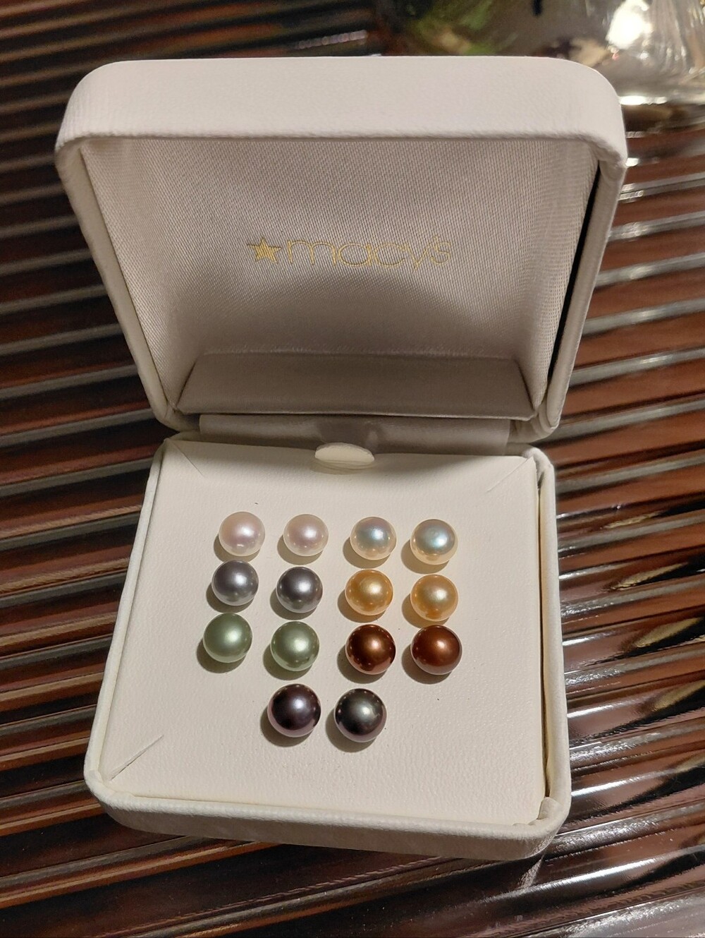 Macy's Multi-Color Freshwater Pearl Stud Earrings Set - 7 Pairs NIB